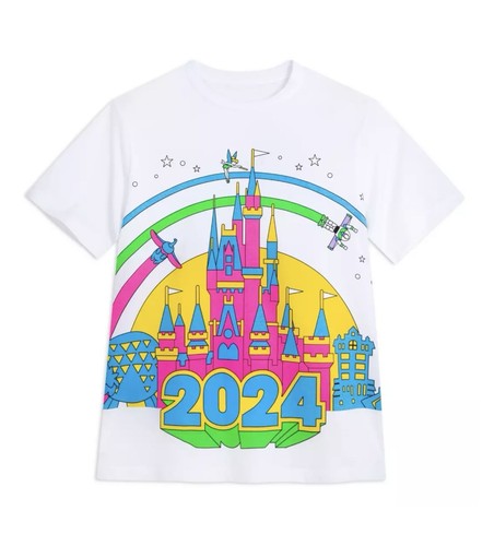 DisneyWorld 2024 Bright Neon Sleeping Beauty 's Castle T-Shirt Size M NWT ‼️ - Picture 1 of 2