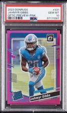 2023 PANINI DONRUSS OPTIC PREVIEW-PINK #331 JAHMYR GIBBS ROOKIE RC PSA 10