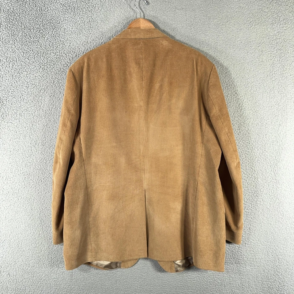 Lands End Blazer Sport Coat Men 46R Tan 2 Button Corduroy Preppy Casual Jacket - Image 2 of 4