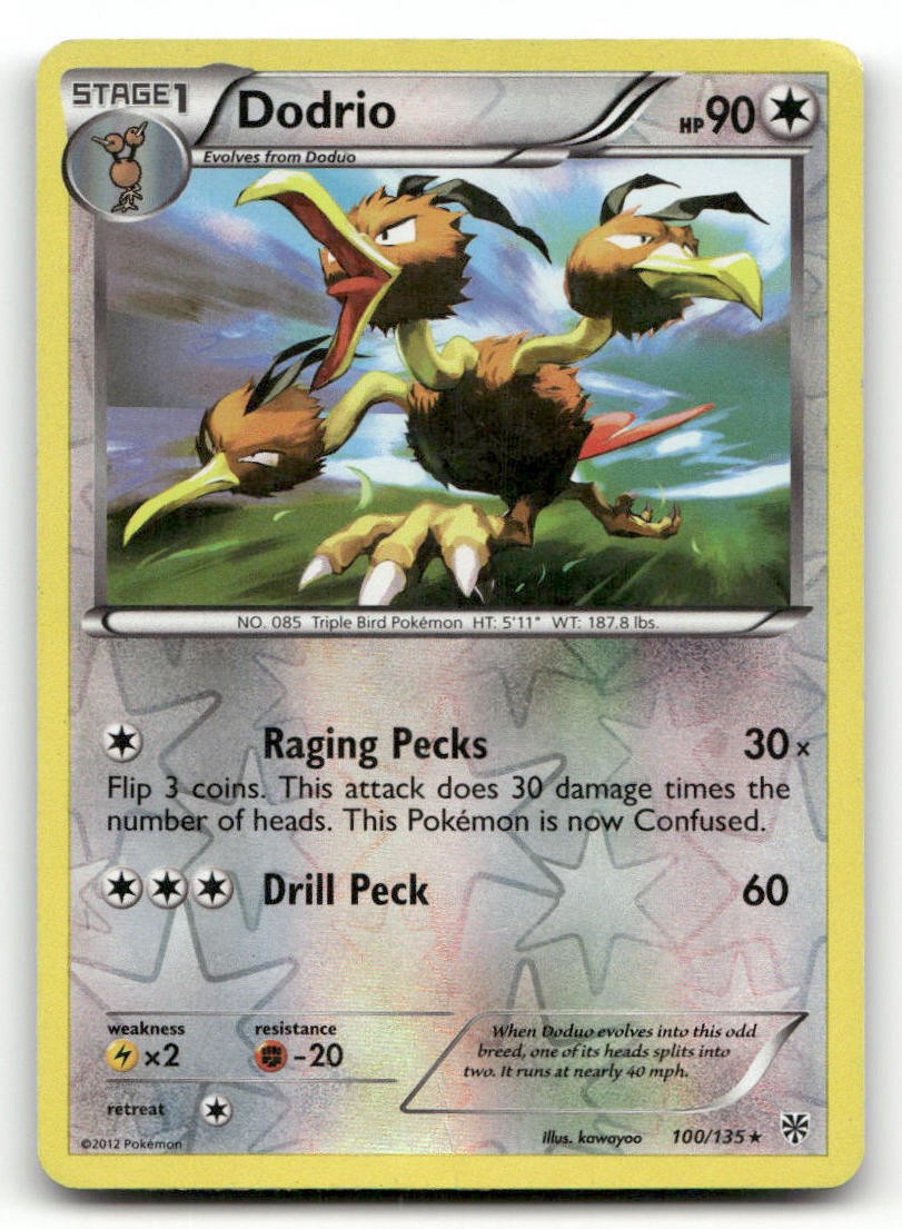 Dodrio 100/135 Rare Plasma Storm Pokemon Reverse Holo Heavily Played kawayoo