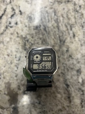 Casio AE1200WHD-1A Men's Stainless Steel World Time 5 Alarms Chronograph Watch