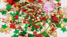 Biodegradable Christmas Wedding Star Confetti - Red, Dark Green and Gold