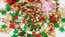 Biodegradable Christmas Wedding Star Confetti - Red, Dark Green and Gold
