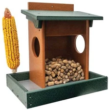 2-in-1 SQUIRREL FEEDER - See Through Nut House & Corn Cob Holder