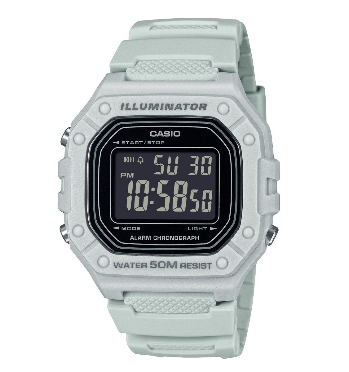Casio W-218H-8B Black Digital Gray Resin Illuminator Quartz Men's