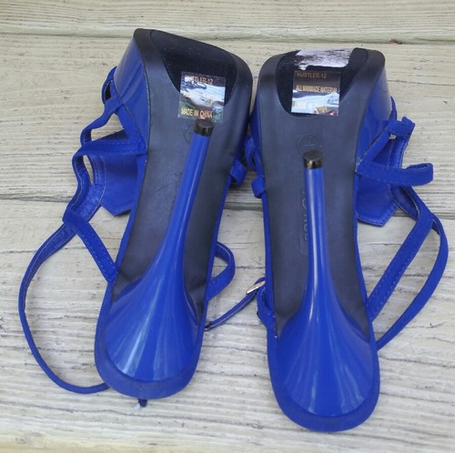 SEXY TACONES ALTOS PARA MUJER ROUGE HUSTLER 7M AZUL GAMUZA SINTÉTICA 5" PUNTERA ABIERTA BRILLANTE - Imagen 6 de 10