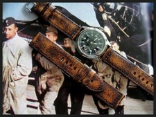 22 24 26mm Brown Distressed Aged leather Military Pilot watch band IW SUISSE USA