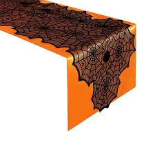 2 PCS Halloween Spider Web Lace Table Runner 72'' x 18'' Halloween Crawling S...