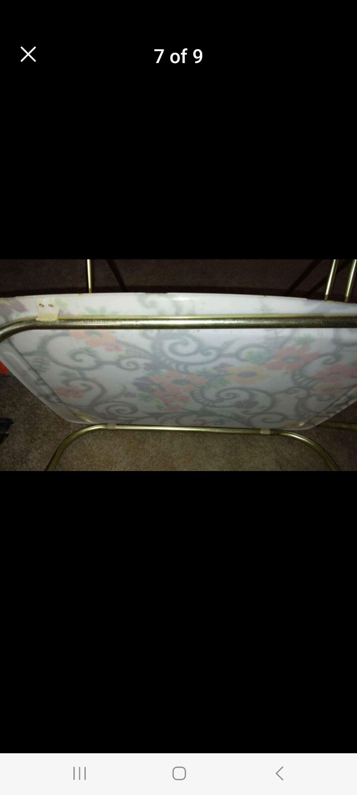 Set Of 4 LaVada MCM Floral TV Trays With Stand
