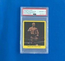 STONE COLD STEVE AUSTIN SIGNED 1997 CARDINAL WWF TRIVIA ROOKIE CARD PSA/DNA