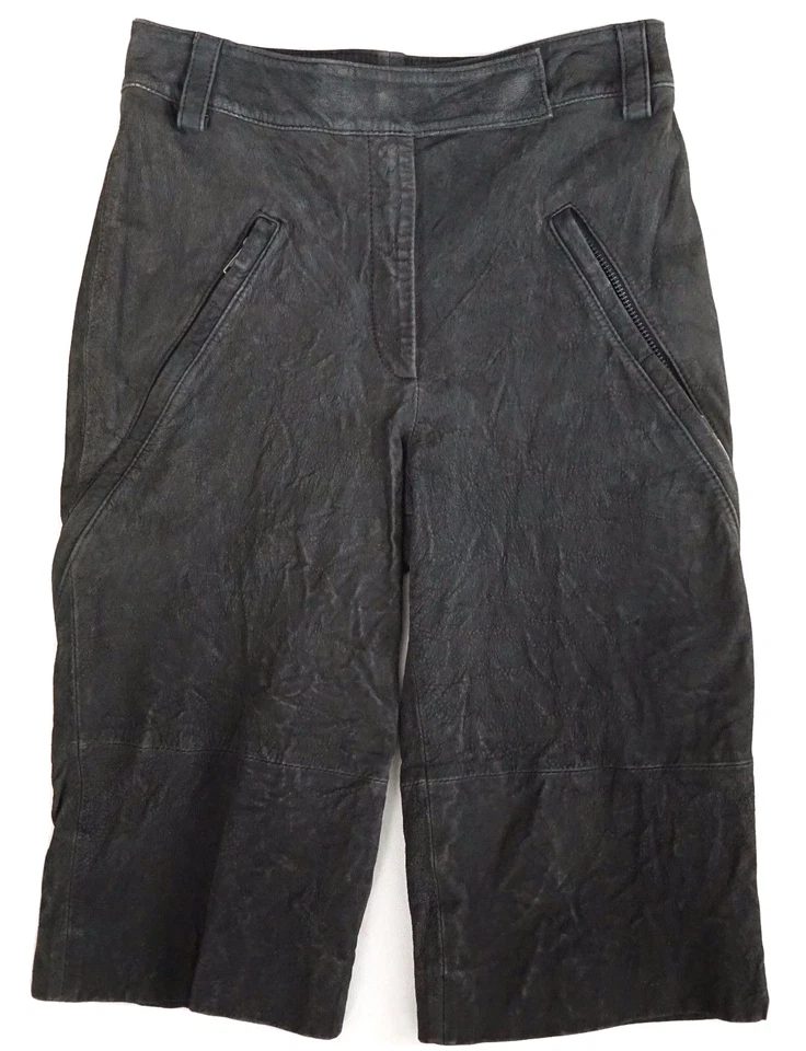 NWOT Auth HAIDER ACKERMANN Charcoal Gray LEATHER BERMUDA Shorts 36 W-30" BELGIUM