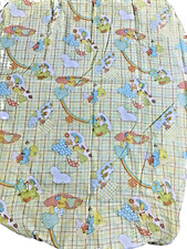 Baby Crib Fitted Sheet Yellow Blue Elephant Sheep Duck Bear Animals Vintage 60s