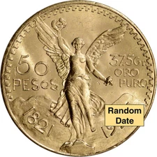 Mexico Gold 50 Pesos - AU/BU - Random Date - 1.2056 oz.