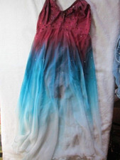 Cranberry, Blue And White M Stevens Skating Dress, Girls Large