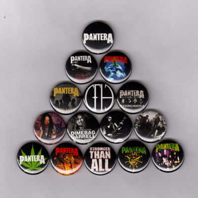 PANTERA / DIMEBAG DARRELL 1.5'' PINS BUTTONS (vinyl shirt logo cfh vulgar rip cd)