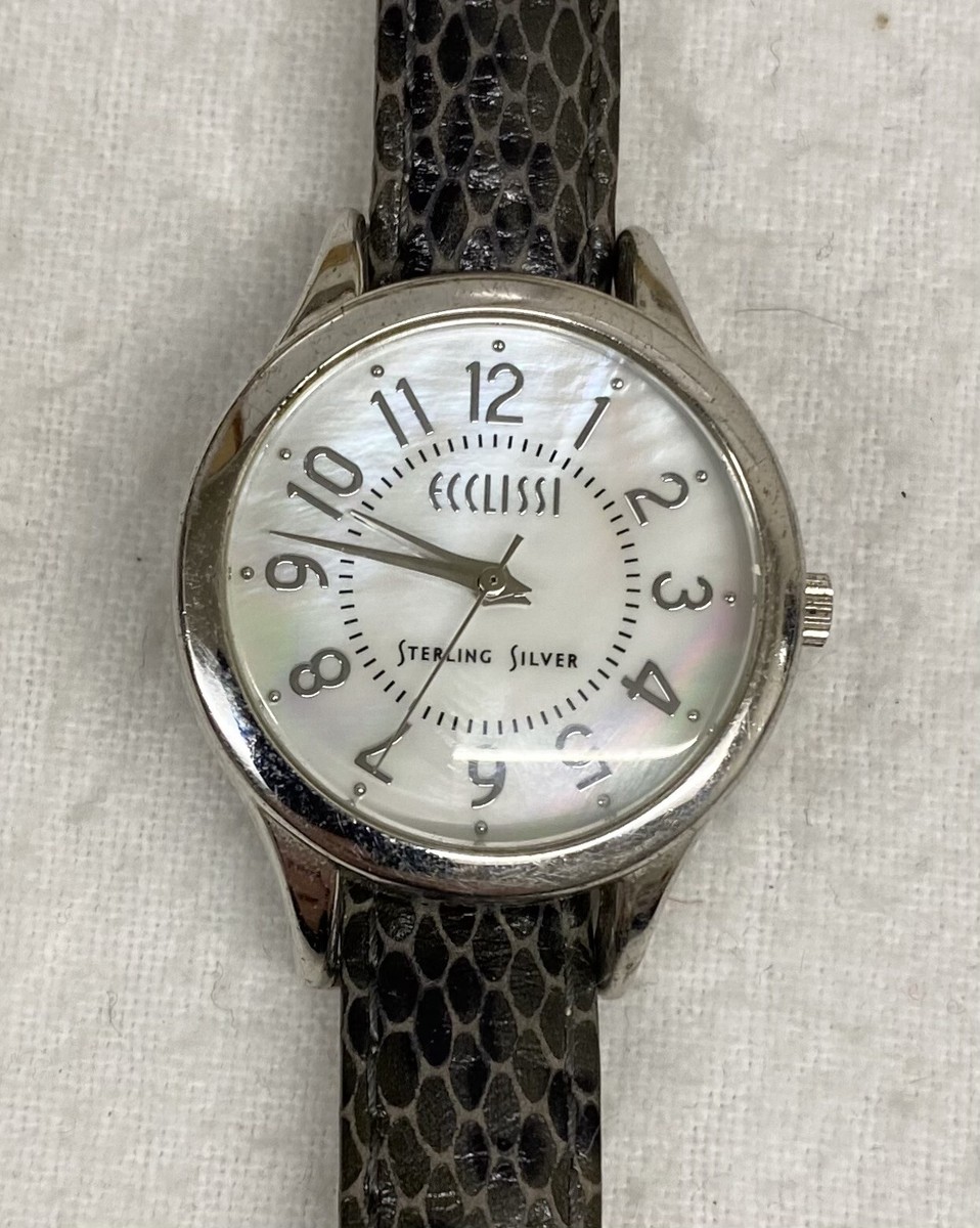 Ecclissi Sterling Silver Ladies Watch Leather Band Needs  display picture 3