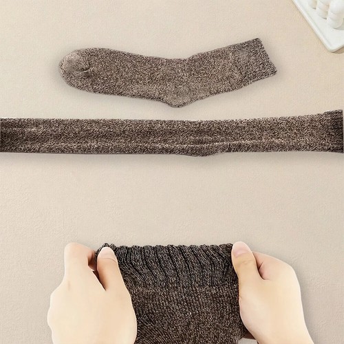 3/5 Pairs Men's Solid Color Socks Winter Warm Soft Breathable Casual Crew Socks - Bild 6 von 36