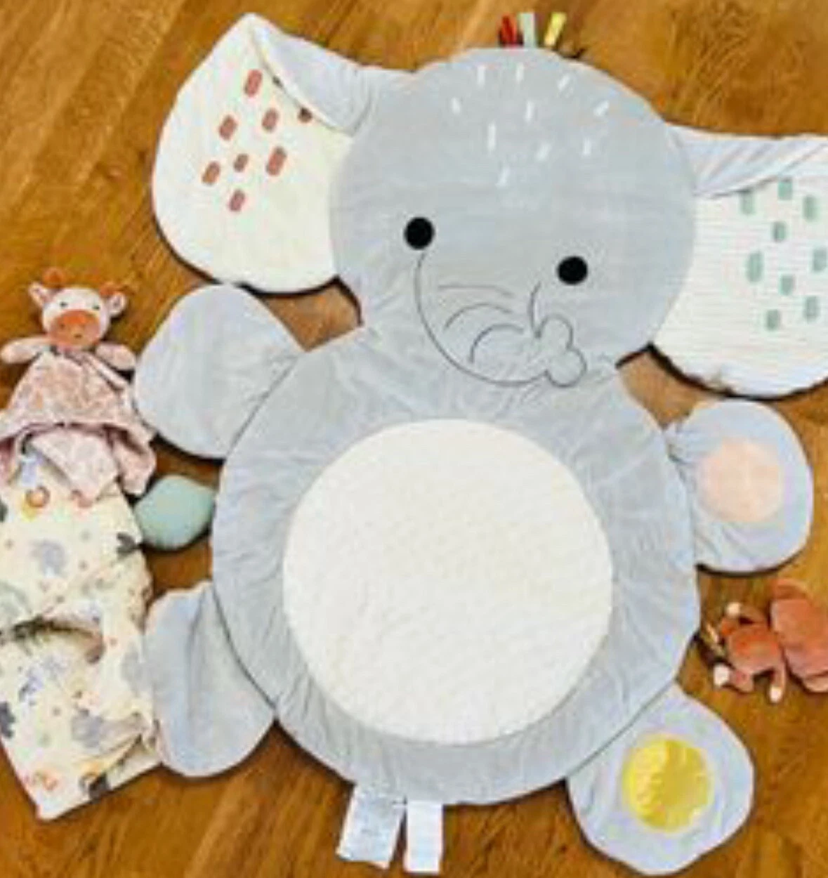 Crib Baby Bedding Set- Elephant Safari 4 Piece Tummy Time Mat & Security Blanket
