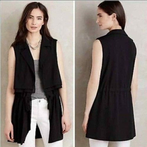 Cartonnier Anthropologie Jacke Weste Damen Small S schwarz Taille zum Binden drapiert