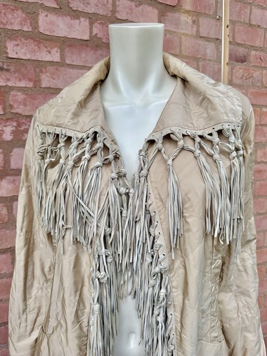 ERMANNO SCERVINO Giacca Trench Cappotto Sabbia Beige Scamosciato Frange Nylon... - Foto 2 di 24