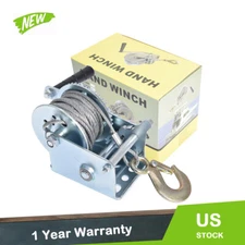 Hand Winch 600 lbs Heavy Duty Steel Cable Crank Gear Winch ATV Boat Trailer