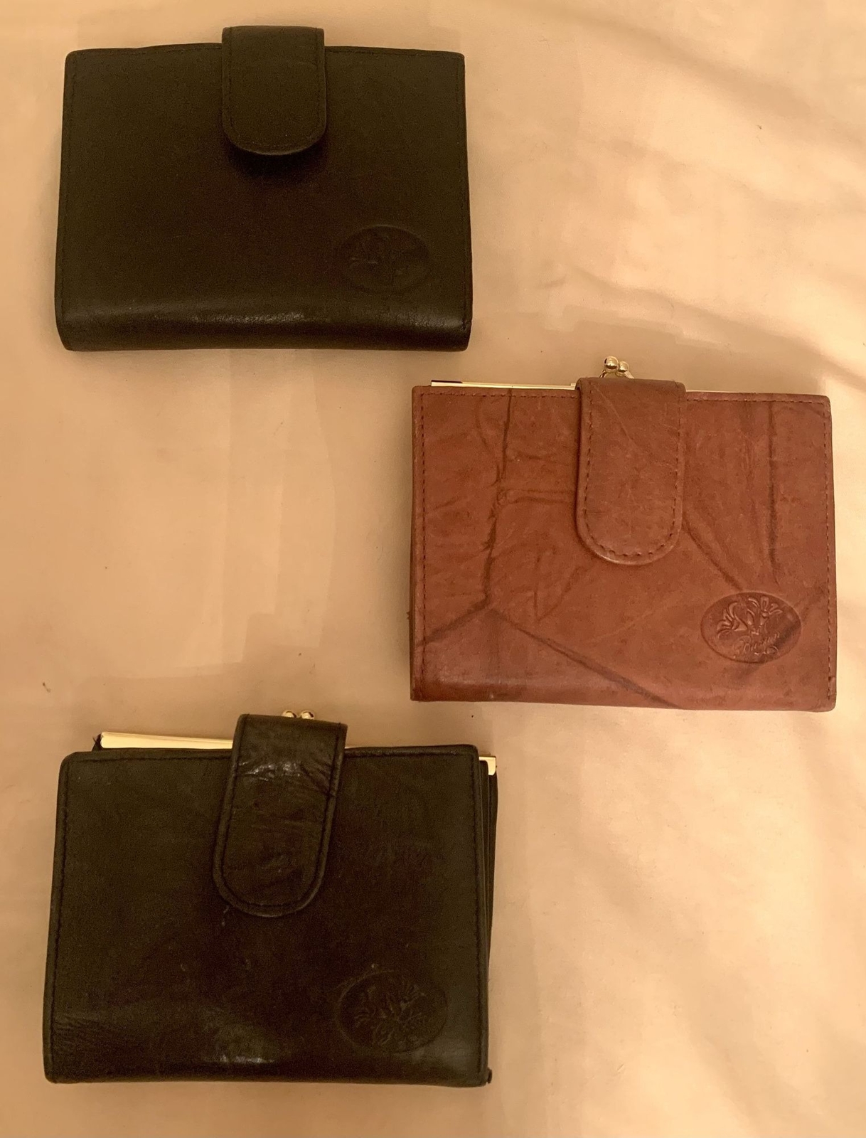Vintage Buxton Leather Wallet Set of 3 with Snap Closure & Card Slots