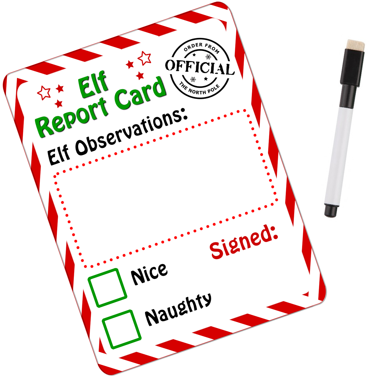 Elf Magnetic Metal Report Card Reusable Wipeable With Magnetic Whiteboard Pen