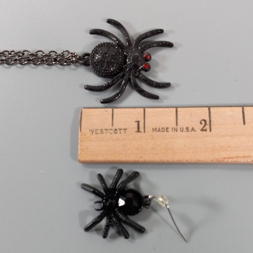 Set orecchini collana ragno gioielli moda pietre preziose Halloween cosplay gotico - Foto 15 di 17