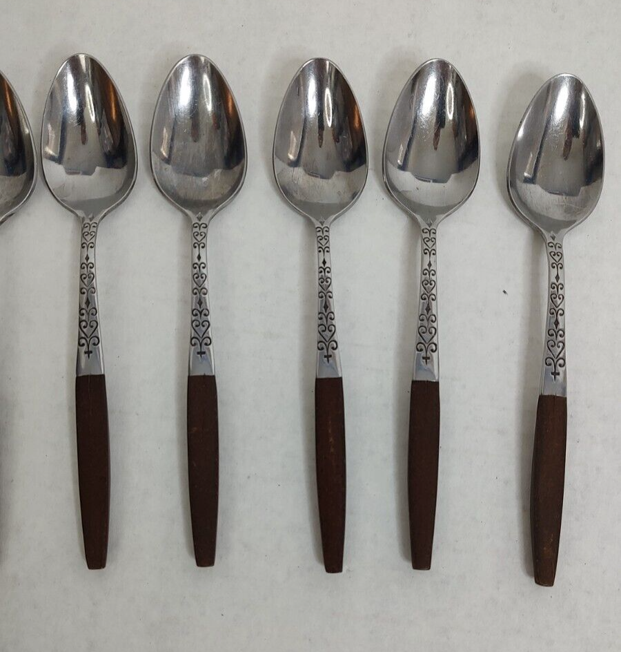 Vintage Interpur Teaspoons Lot (8) Stainless Japan Silverware Flatware