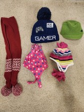 Lot of 4 Winter Hats and 1 Scarf for Kids Girls/Boys