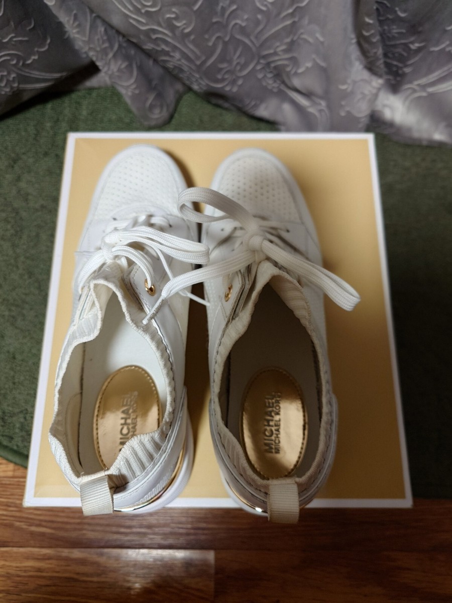 Michael Kors Georgie Knit Trainer Wedge Sneakers MK Logo