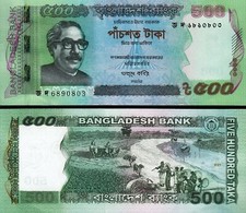 BANGLADESH 500 TAKA 2021 UNC SIGNATURE:FAZLE KABIR,PORTRAIT OF SHEIKH MUJIBUR RA