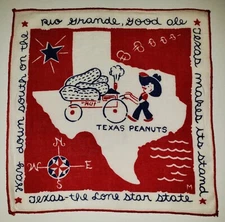 Vintage 1950s Fred Press Texas Lone Star State Cocktail Napkin MOMA MCM Peanuts
