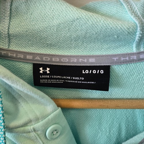 Under Armour UA Threadborne Shoreline Popover Hoodie Size Large Green - Bild 3 von 9