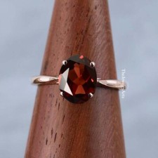 Oval Cut Garnet Ring, Natural Garnet Engagement Ring 925 Sterling Silver Ring