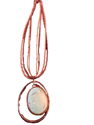 Collana E Ciondolo Silpada In Argento 925 Con Howlite Turchese E Pelle - Articolo Da Esposizione
