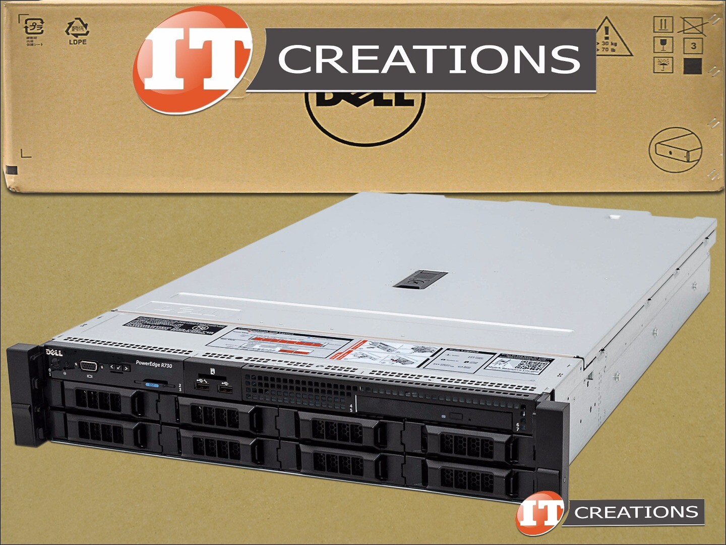 DELL POWEREDGE R730 LFF 8 BAY E5-2630LV4 1.8GHZ 32GB 2133MHZ LRDIMM 7 X 600GB 15