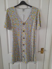 Asos Multicoloured Floral Print Short Sleeve , Short Dress Size 14