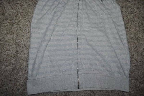 Girls Coverup Juicy Gray Striped Sparkly Short Sleeve Hoodie Zip Up Bath Swim- M - Picture 5 of 7