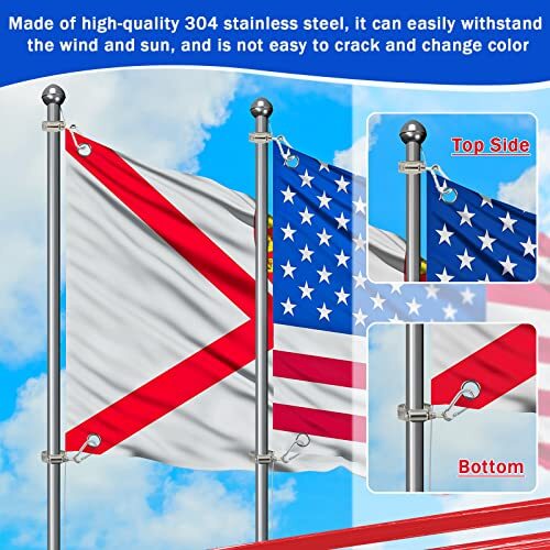 20 Pieces Bulk Boat Flag Pole Clips Flag Pole Kit Flag Pole Rings and