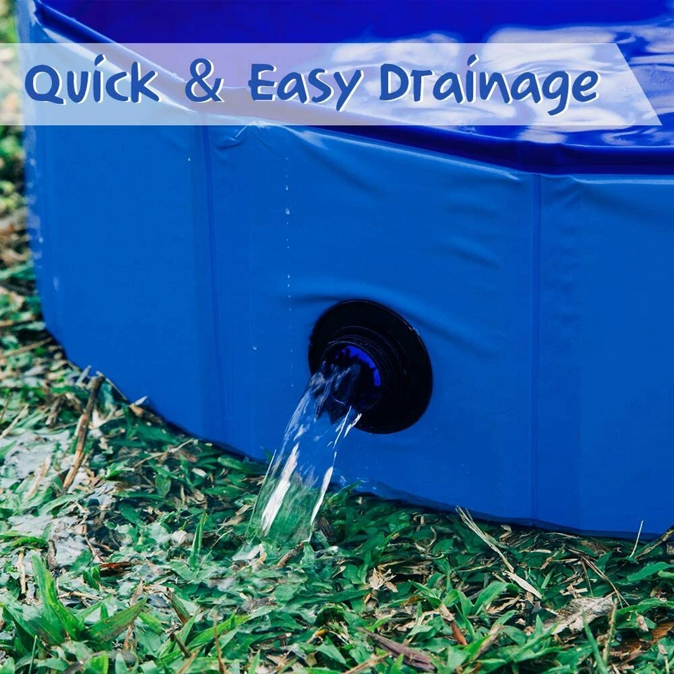 Ø80/100/120 cm Hundepool Doggy Pool Kinder Swimmingpool Hundebad Blau Faltbarer - Bild 4 von 4