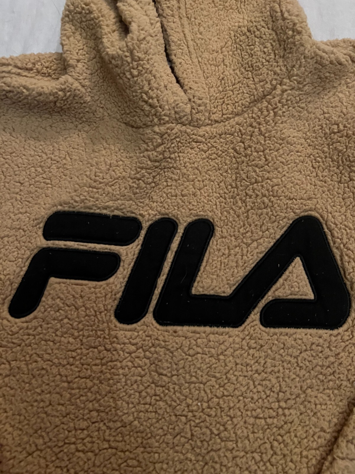 FILA FUZZY FLEECE XL Donna BEIGE MANICA LUNGA FELPA CON CAPPUCCIO PULLOVER SHERPA