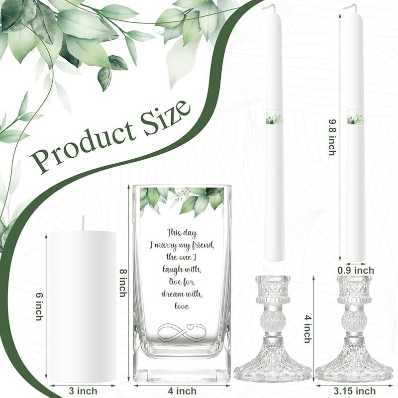 Juego de velas de boda Unity pilar cónico soporte de vidrio ceremonia religiosa decoración del hogar Foto 3 de 4