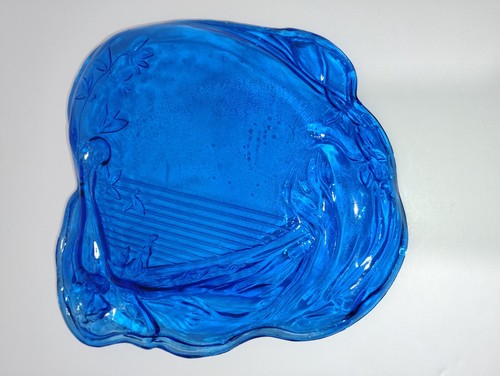Art Nouveau Tara's Harp Eapg Cobalt Blue Glass Plate - Picture 3 of 6
