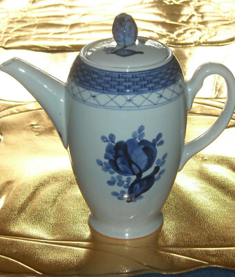 Kaffeekanne Royal Copenhagen / Aluminia Tranquebar klein blau Denmark H:18cm rar