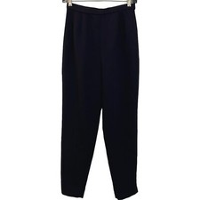 Vintage 90s Petite Navy 100 Wool High Rise Trouser Pant Blue Tapered Work 4P