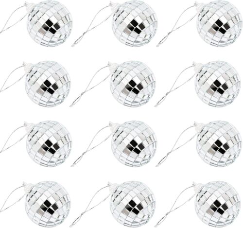NAUZE 12 Pieces 1.6 Inch Mirror Disco Ball 50's 60's 70's Disco Party Hanging D - Photo 1/7