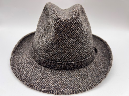 Vintage Adams Mens 7 - 7-1/2 Medium Gray 100% Wool Tweed Fedora Hat New York - Picture 5 of 8