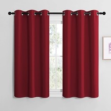 2 PCS Burgundy Red 50"L x 42"W Solid Grommet Darkening Curtains For Bedroom