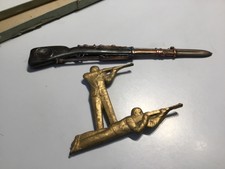 Antique Letter Opener Bayonet Rifle plus brass soldier decoration
